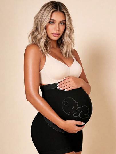 Hart & Haze Maternity Belly Support Shorts - High Waist Expandable Panel Yoga, Christmas Edition