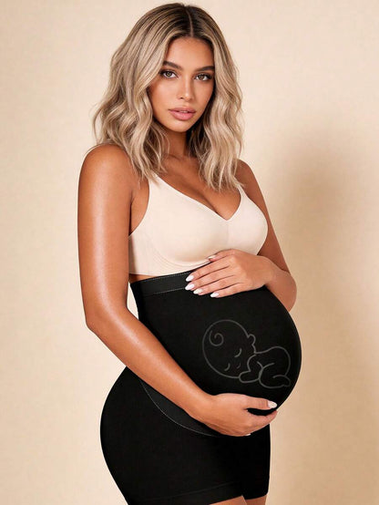 Hart & Haze Maternity Belly Support Shorts - High Waist Expandable Panel Yoga, Christmas Edition