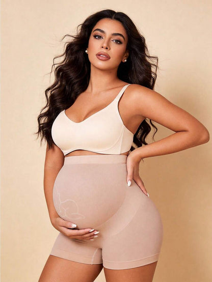 Hart & Haze Maternity Belly Support Shorts - High Waist Expandable Panel Yoga, Christmas Edition