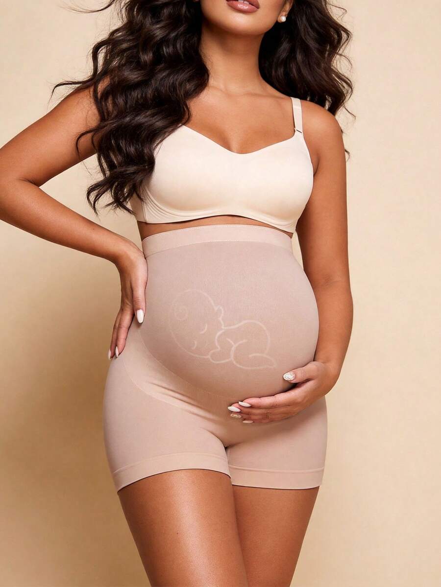 Hart & Haze Maternity Belly Support Shorts - High Waist Expandable Panel Yoga, Christmas Edition