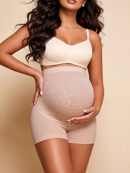 Hart & Haze Maternity Belly Support Shorts - High Waist Expandable Panel Yoga, Christmas Edition
