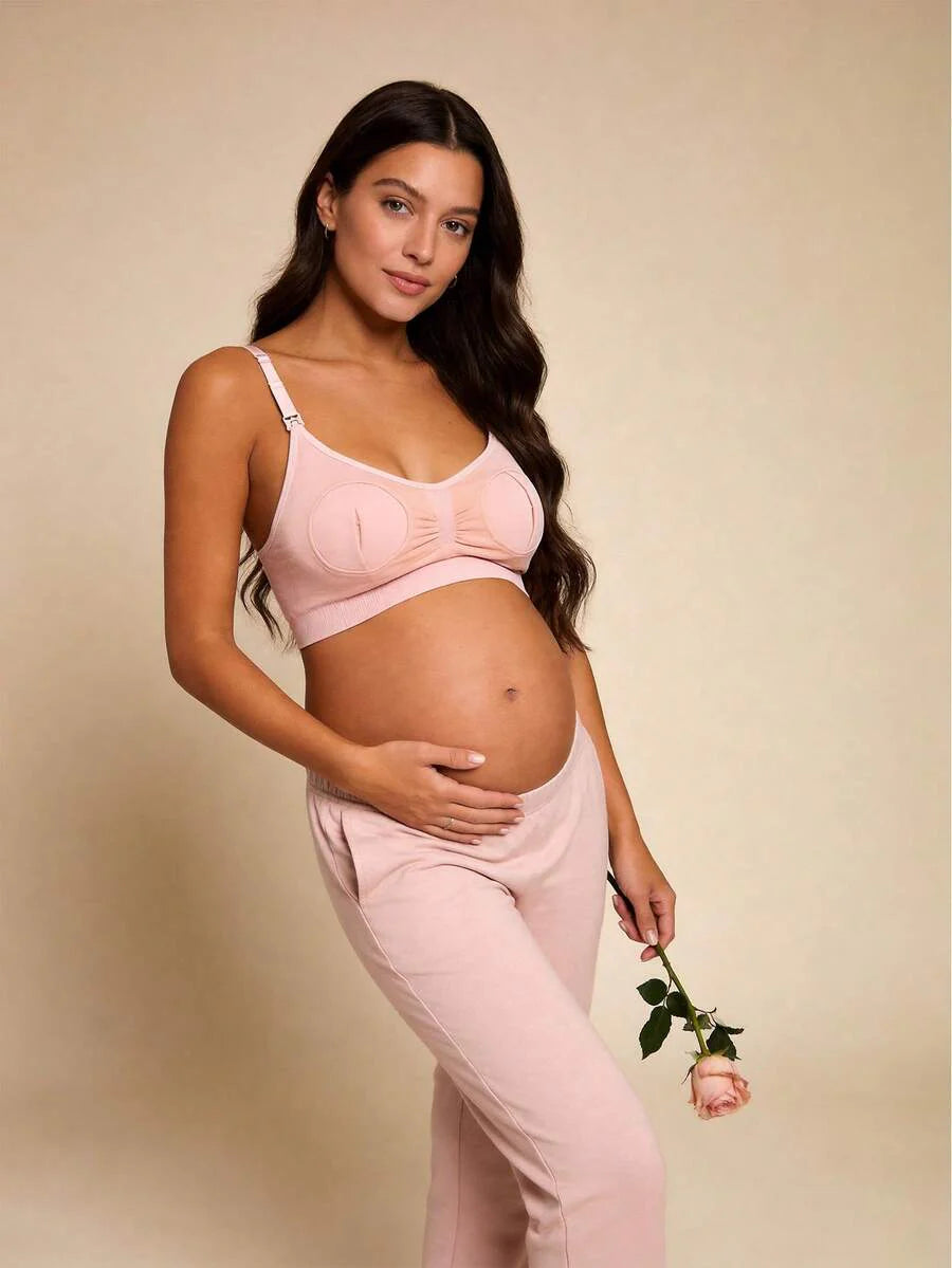 Pink Seamless Wire-Free Nursing Bra - Soft Comfort Fit