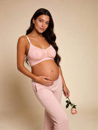 Pink Seamless Wire-Free Nursing Bra - Soft Comfort Fit