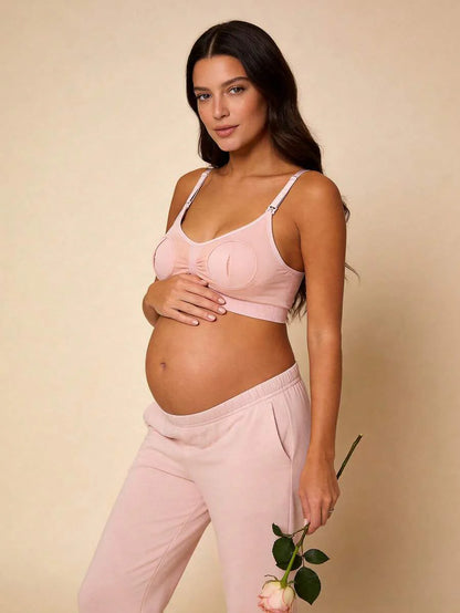 Pink Seamless Wire-Free Nursing Bra - Soft Comfort Fit
