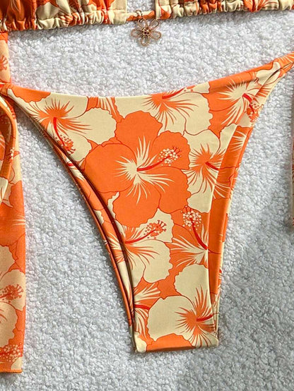 Women's 3-Piece Halter Bikini Set - Beach Dress, Tie-Up, Skirt Bottom, Blue