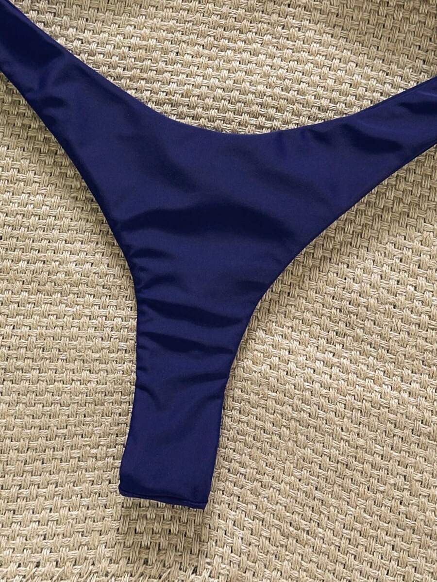 Swim Vcay Women's Solid Color Spaghetti Strap Starfish Metal Decor Sexy Bikini Set, Summer