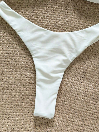 Swim Vcay Women's Solid Color Spaghetti Strap Starfish Metal Decor Sexy Bikini Set, Summer