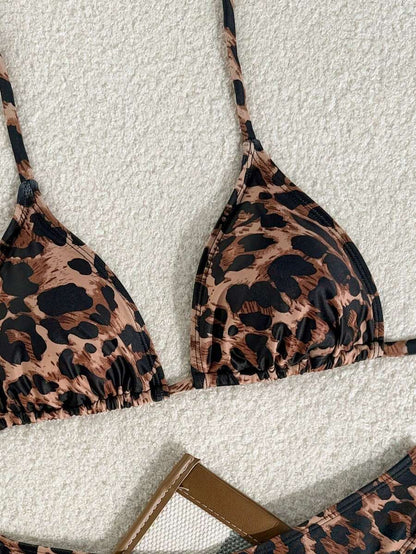 Swim Vcay 2026 Spring/Summer Women's Spaghetti Strap Halter Neck Black Base White Polka Dot Random Print Sweet Cute Side High Cut Bikini Swimwear 2-Piece Set Vacation Bikini Set Pink Bikini Set High Leg Bikini Set Modest Bikini Set Bikini Set