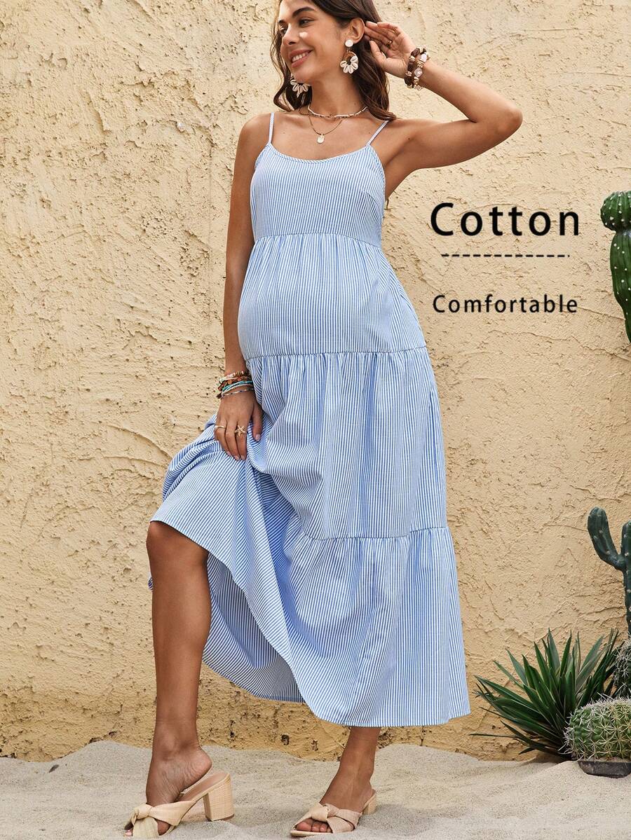 Maternity Sleeveless Solid Color Dress, Fashionable For Summer Woman S Summer Clothes  Maternity Dress  Vacation