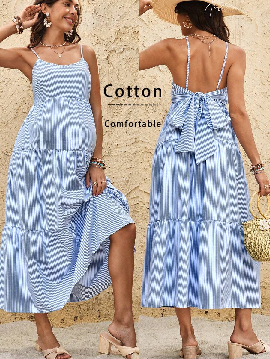 Maternity Sleeveless Solid Color Dress, Fashionable For Summer Woman S Summer Clothes  Maternity Dress  Vacation