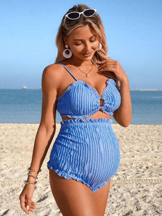 Maternity Boho Y2K Pleated Shorts - Elegant Vintage Casual Summer Beach, Solid