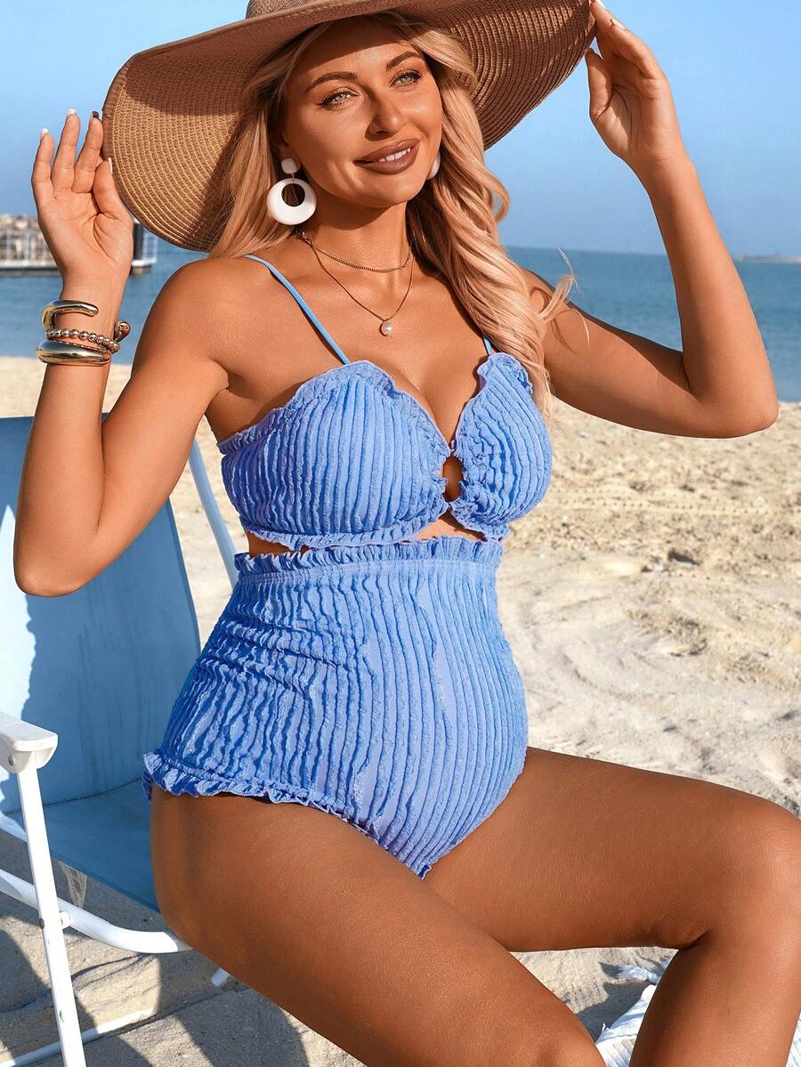 Maternity Boho Y2K Pleated Shorts - Elegant Vintage Casual Summer Beach, Solid