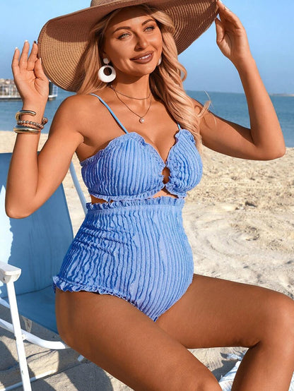 Maternity Boho Y2K Pleated Shorts - Elegant Vintage Casual Summer Beach, Solid