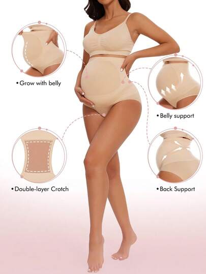 Women's Seamless Maternity Panties - Stretchy High Waist Pregnancy Underwear