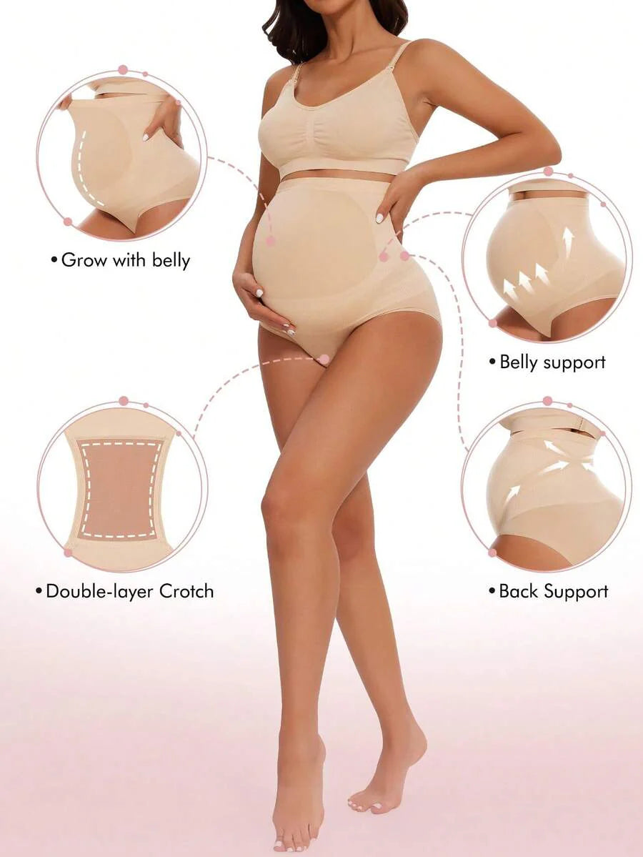 Women's Seamless Maternity Panties - Stretchy High Waist Pregnancy Underwear