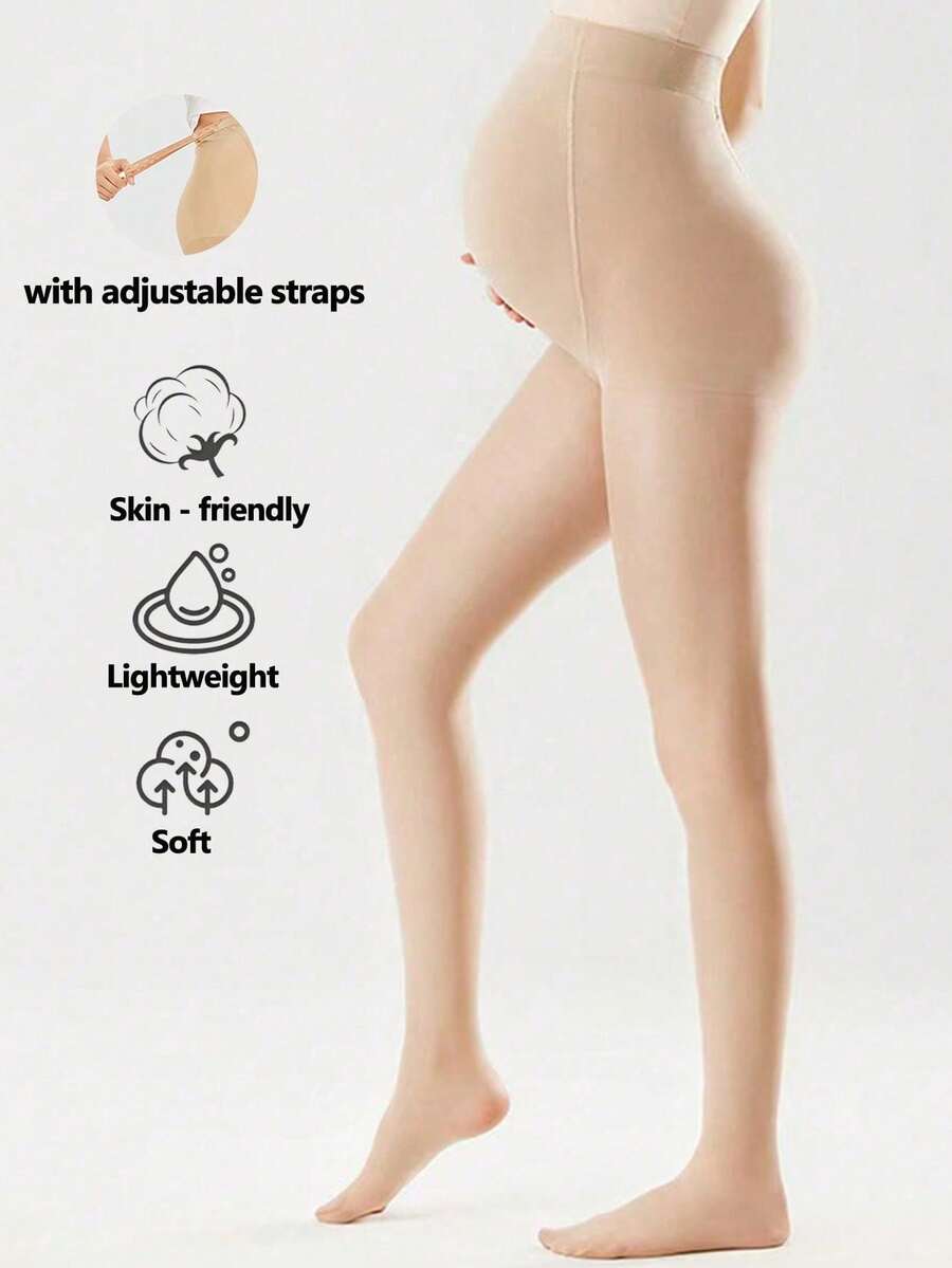 Maternity Pantyhose - High Waist Spring Autumn Adjustable Belly Support Stirrup Bottoming
