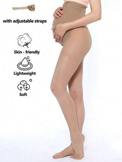 Maternity Pantyhose - High Waist Spring Autumn Adjustable Belly Support Stirrup Bottoming