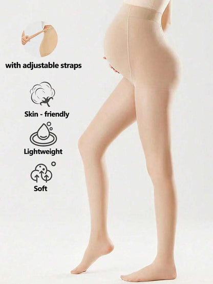 Maternity Pantyhose - High Waist Spring Autumn Adjustable Belly Support Stirrup Bottoming