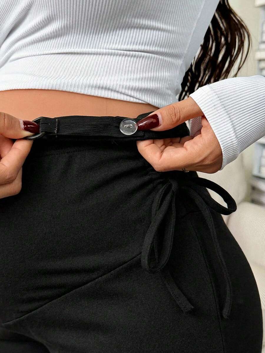 Maternity Casual Grey High Waist Cropped Leggings - Soft Knitted High Stretch Pregnancy Yoga Pants for Spring and Fall
