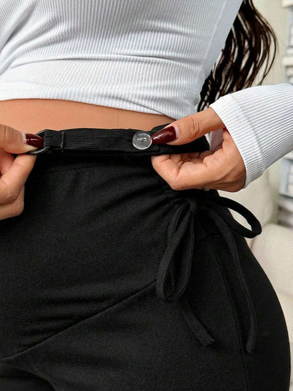 Maternity Casual Grey High Waist Cropped Leggings - Soft Knitted High Stretch Pregnancy Yoga Pants for Spring and Fall