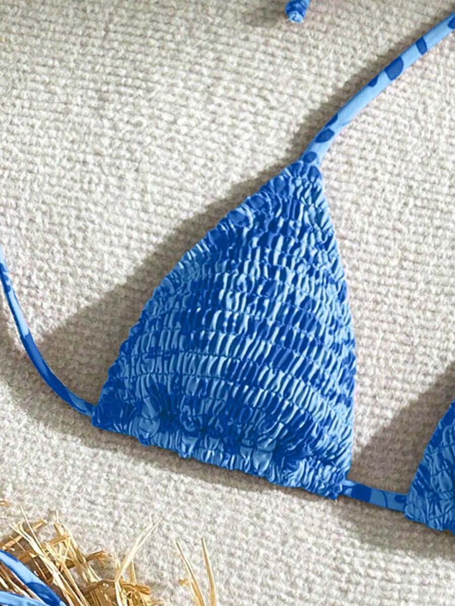 Swim Vcay Women's Ruched Tropical Print Halter Neck Tied Swimsuit And Bikini Set, Summer Beach Vacation