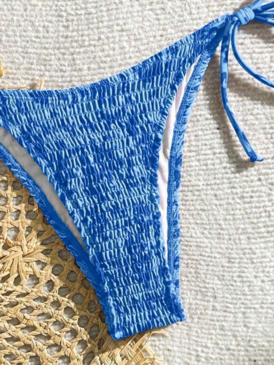 Women's 2-Piece Leopard Print Bikini Set - Ruffled Halter Strap, High Waist, Multicolor
