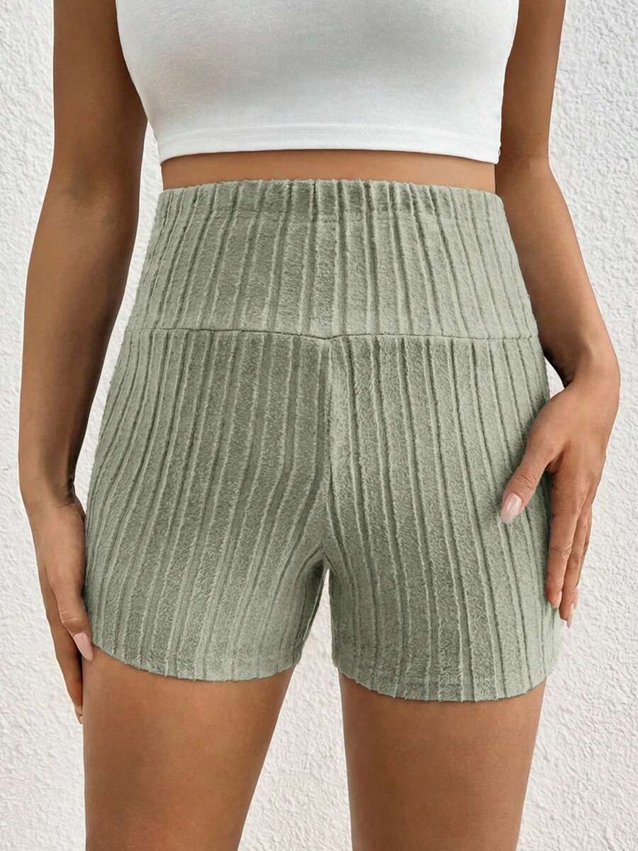 Black Rib-Knit Maternity Shorts - Ultra High Waist Elastic Comfort Pregnancy Shorts for Daily Wear with Button Detail