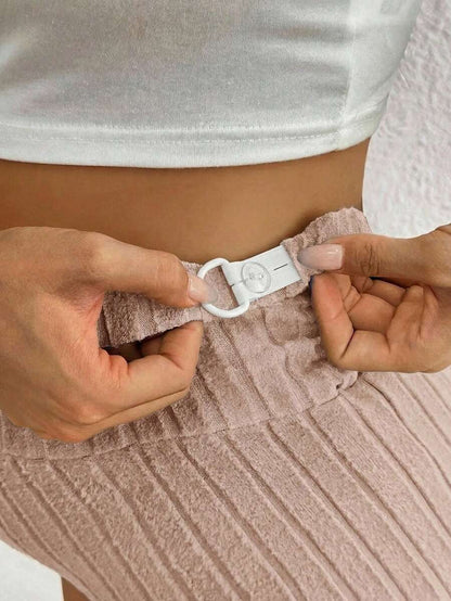 Maternity Adjustable Ultra High Waist Ribbed Shorts - Solid Color Elastic Waist Casual Mini Track Shorts