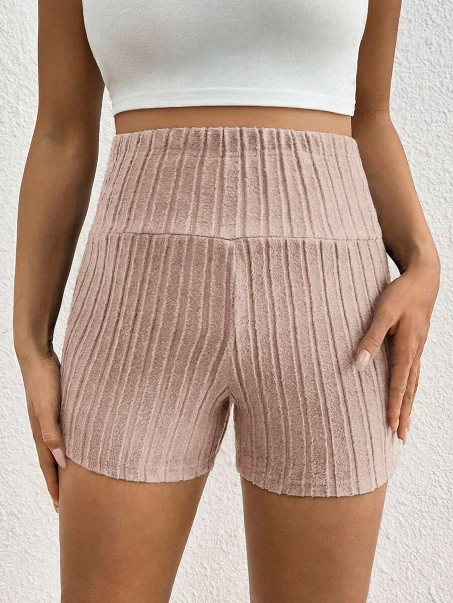 Black Rib-Knit Maternity Shorts - Ultra High Waist Elastic Comfort Pregnancy Shorts for Daily Wear with Button Detail