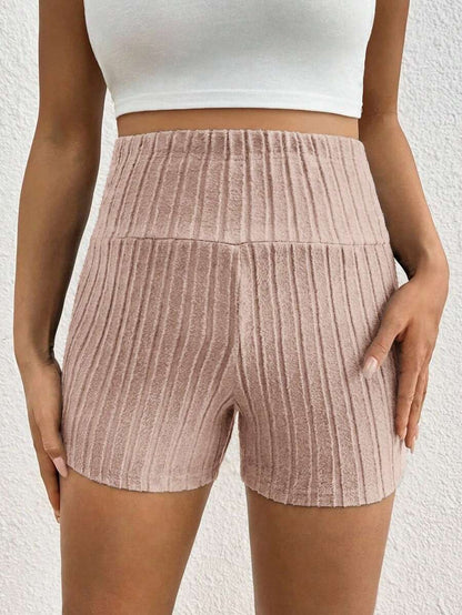 Black Rib-Knit Maternity Shorts - Ultra High Waist Elastic Comfort Pregnancy Shorts for Daily Wear with Button Detail