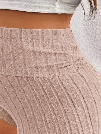 Black Rib-Knit Maternity Shorts - Ultra High Waist Elastic Comfort Pregnancy Shorts for Daily Wear with Button Detail