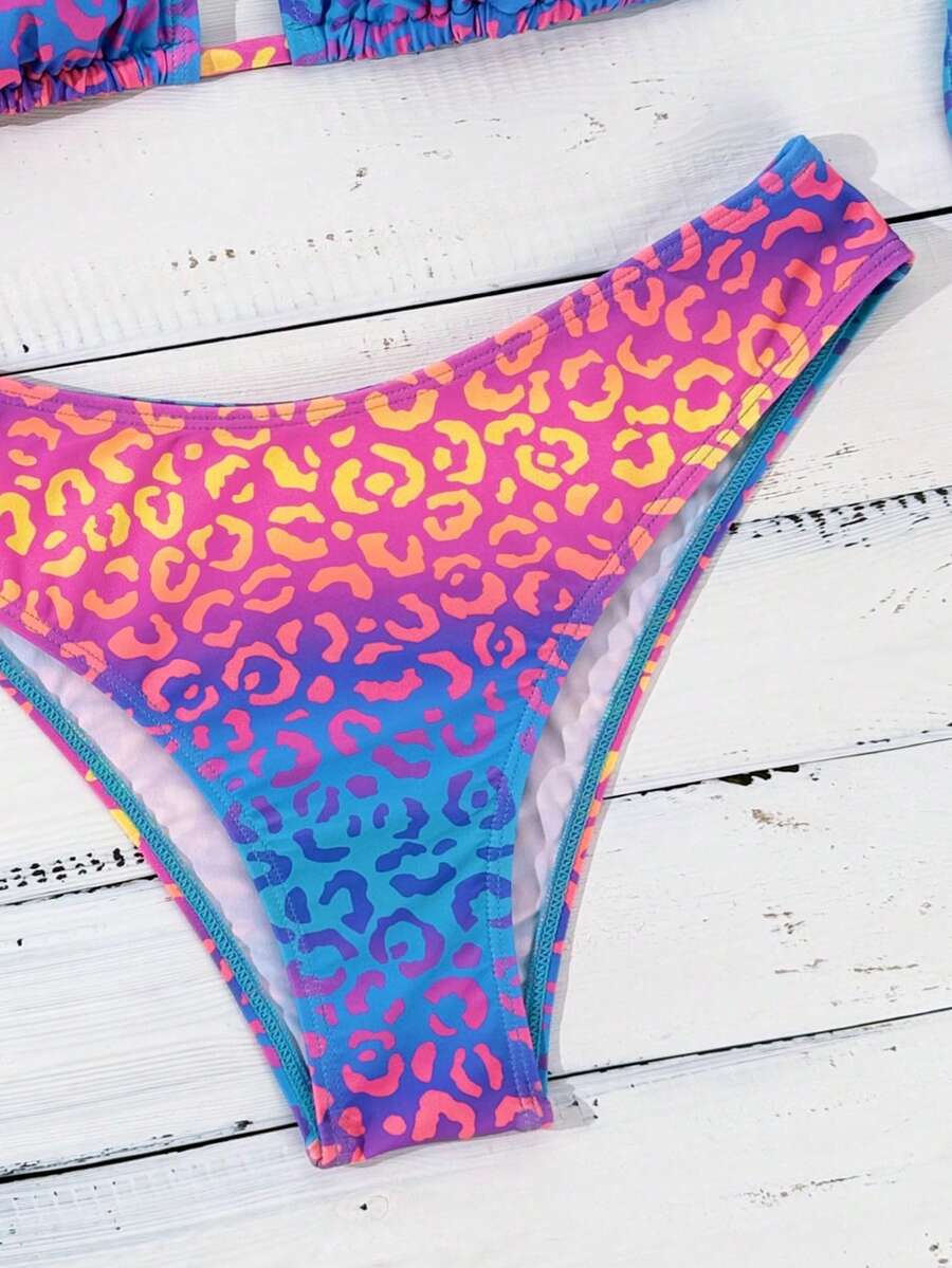 Swim Vcay 2026 Spring/Summer Women's Spaghetti Strap Halter Neck Black Base White Polka Dot Random Print Sweet Cute Side High Cut Bikini Swimwear 2-Piece Set Vacation Bikini Set Pink Bikini Set High Leg Bikini Set Modest Bikini Set Bikini Set