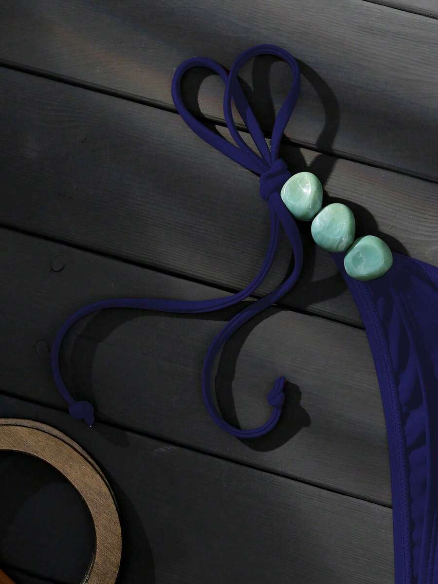 Swim Vcay Women's Summer Beach Halter Neck Tie Jade Marble Green Pattern Decor, Beach, Pool, Casual Party, Holiday, Spring/Summer