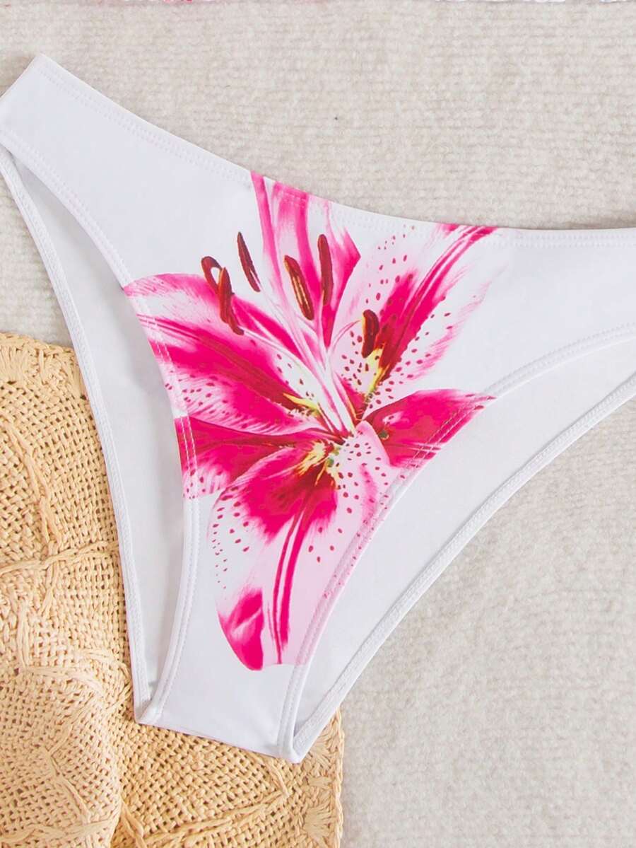 Swim Vcay Women's Summer New Contrast Color Striped Sexy Halter Triangle Cup Bikini Set