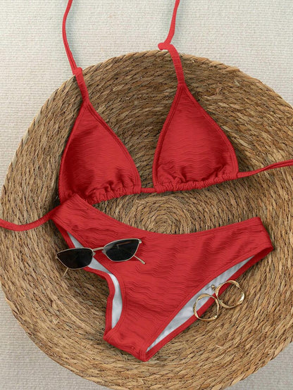 Swim Vcay 2026 Spring/Summer Women's Spaghetti Strap Halter Neck Black Base White Polka Dot Random Print Sweet Cute Side High Cut Bikini Swimwear 2-Piece Set Vacation Bikini Set Pink Bikini Set High Leg Bikini Set Modest Bikini Set Bikini Set
