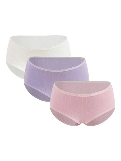 Maternity Lace Rib Casual Comfortable Briefs Soft Stretch Pregnancy Underwear for Women