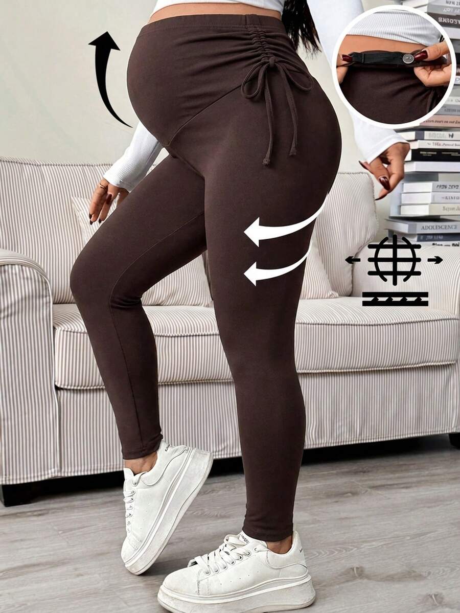 Maternity Casual Grey High Waist Cropped Leggings - Soft Knitted High Stretch Pregnancy Yoga Pants for Spring and Fall