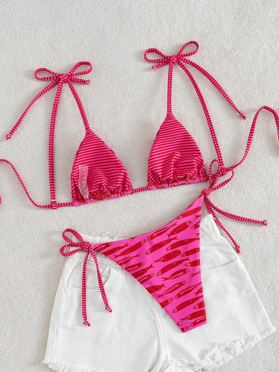 Swim Vcay Fashionable & Sweet Shoulderless Bikini With Side Bow, Wire-Free & Removable Pad, Sexy Women 2 Pieces Swimsuit For Beach & Airport For Summer Beach Vacation
