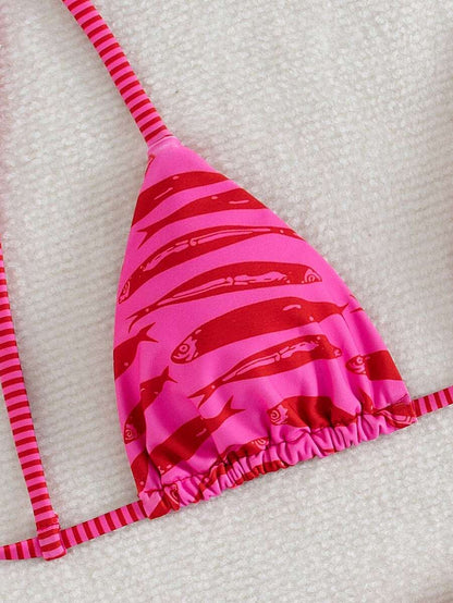 Womens Fashionable Sweet Shoulder Tie Side Bow Bikini Swimwear Removable Padded Two Piece Swimsuit Set