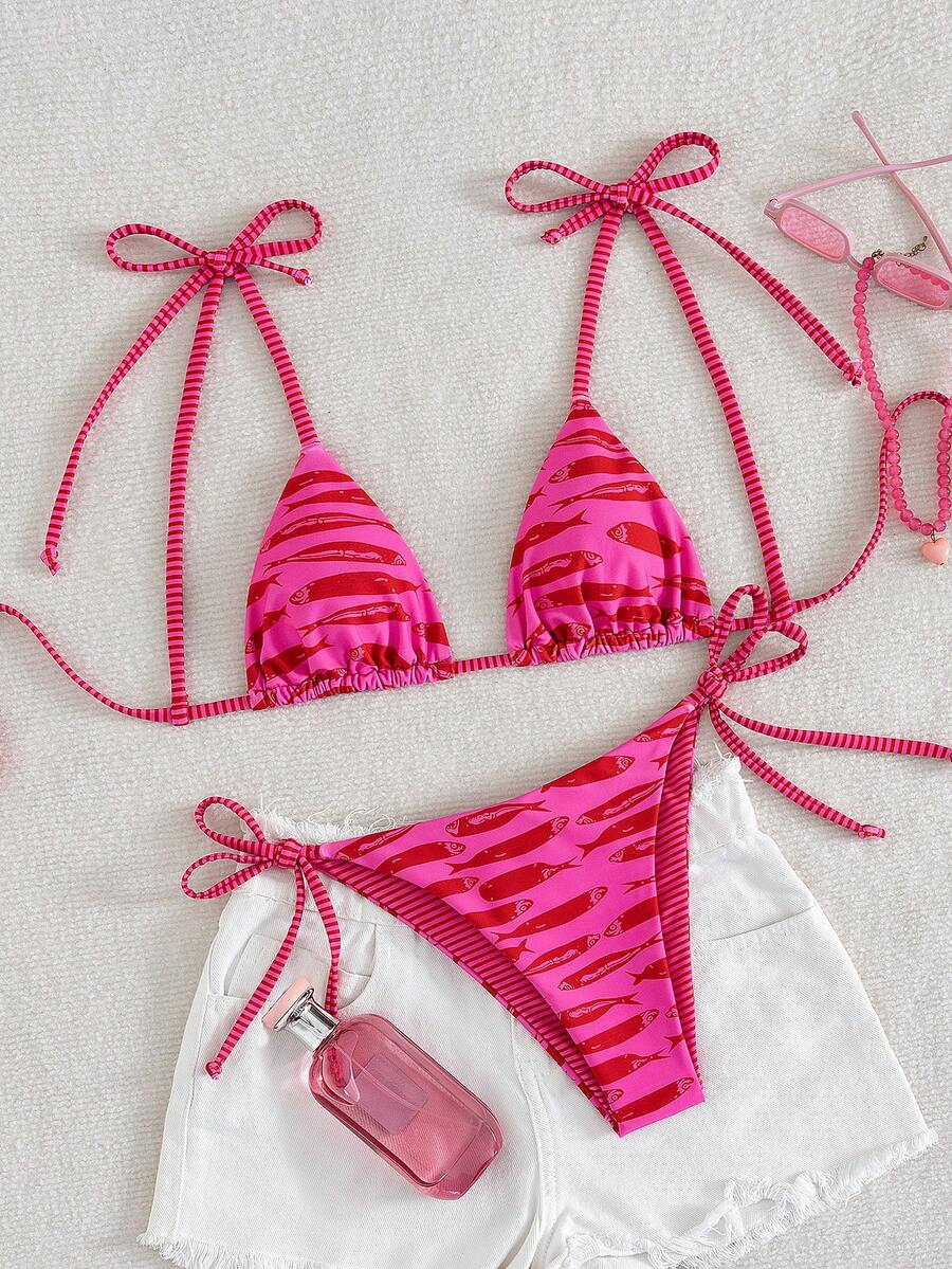 Swim Vcay Fashionable & Sweet Shoulderless Bikini With Side Bow, Wire-Free & Removable Pad, Sexy Women 2 Pieces Swimsuit For Beach & Airport For Summer Beach Vacation