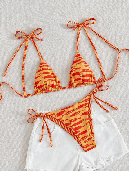 Costavie Fashionable & Sweet Shoulder-Tie Side Bow Knot Wireless Removable Padded Sexy Women Bikini Swimwear 2-Piece Set