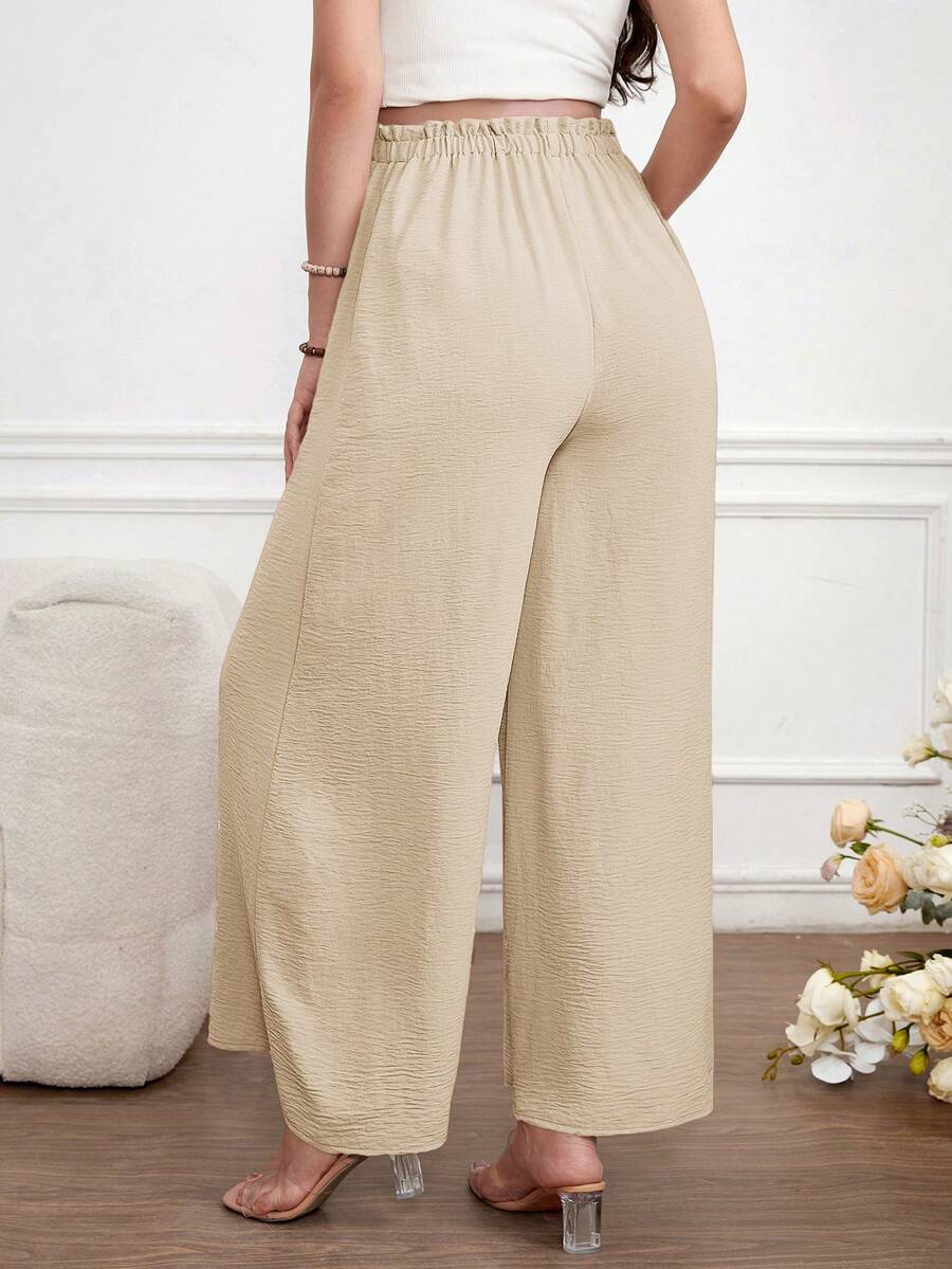 Maternity Wide Leg Pants Loose Fit Redwood Drawstring Elastic Waist Casual Long Trousers for Home and Summer Comfort