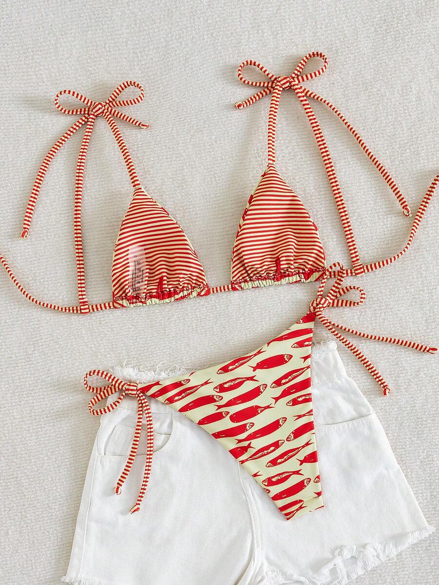 Costavie Fashionable & Sweet Shoulder-Tie Side Bow Knot Wireless Removable Padded Sexy Women Bikini Swimwear 2-Piece Set