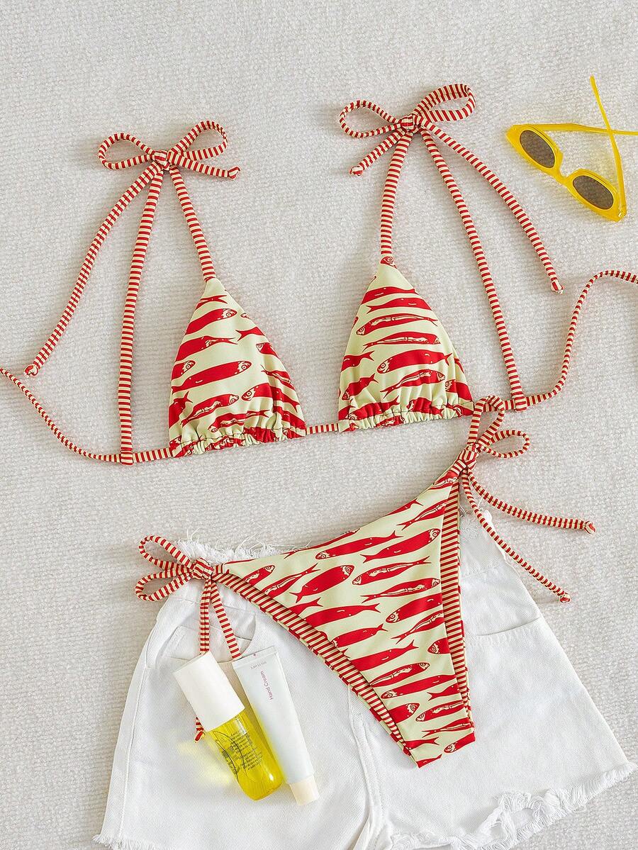 Swim Vcay Fashionable & Sweet Shoulderless Bikini With Side Bow, Wire-Free & Removable Pad, Sexy Women 2 Pieces Swimsuit For Beach & Airport For Summer Beach Vacation