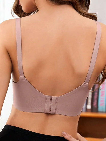 White Seamless Nursing Bra for Pregnancy & Postpartum, Wireless Backless Maternity Bralette with Adjustable Straps & Light Support