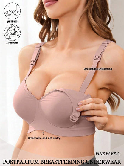 White Seamless Nursing Bra for Pregnancy & Postpartum, Wireless Backless Maternity Bralette with Adjustable Straps & Light Support
