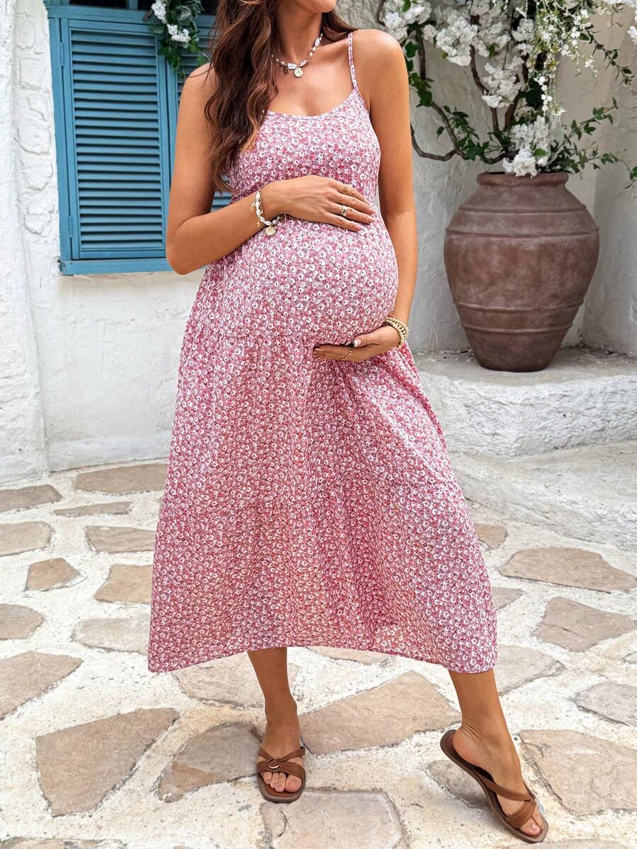 Maternity Sleeveless Solid Color Dress, Fashionable For Summer Woman S Summer Clothes  Maternity Dress  Vacation