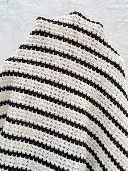 Coffee Brown Striped Round Neck Maternity T-Shirt - Casual Batwing Short Sleeve Padded Shoulder Top for Pregnancy Holiday Outfits