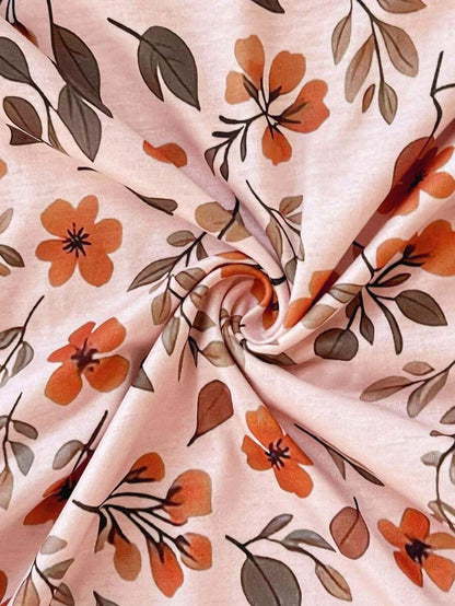 Maternity Floral Print Round Neck Casual Short Sleeve T-Shirt