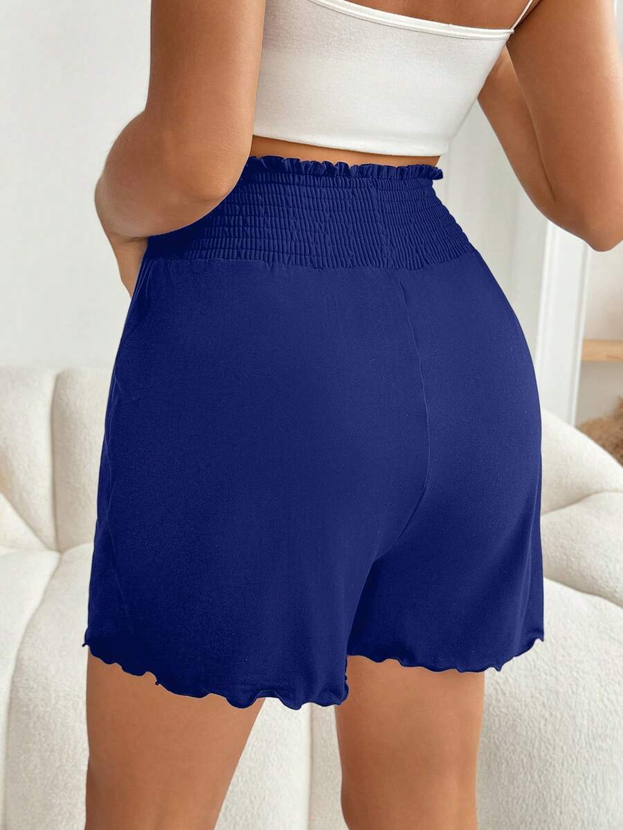 Black Maternity Belly Band Casual Shorts Solid Color Mid Waist Loose Fit Knitted Mini Shorts for Summer Lounging